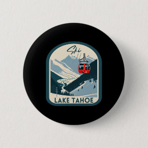 Badge Rond 5 Cm Ski Lake Tahoe Rétro Vintage Style Lake Tahoe Skii