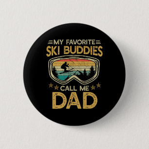 Badge Rond 5 Cm Ski - Mes meilleurs potes de ski m'appellent Papa