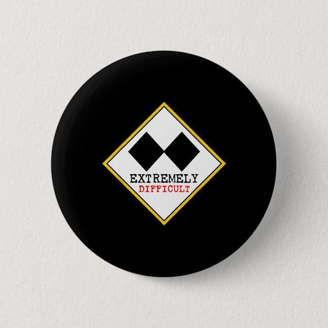 Badge Rond 5 Cm Ski noir double extrêmement difficile drôle (Devant)