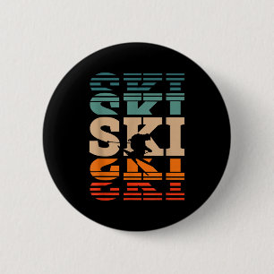 Badge Rond 5 Cm ski ski rétro