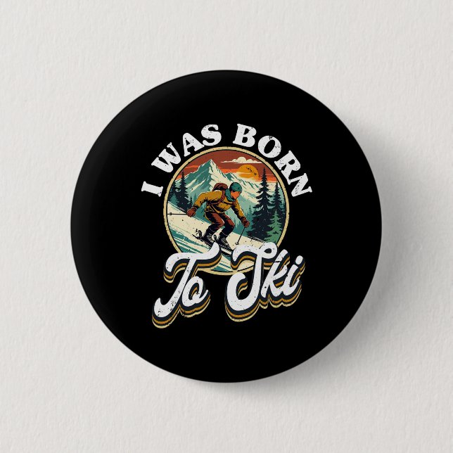 Badge Rond 5 Cm Ski Skiing Winter Sport  (Devant)