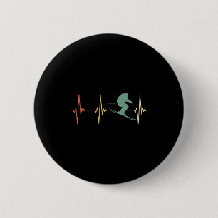 Badge Rond 5 Cm Ski Snowboard Skiing Battement de coeur Montagne e