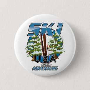 Badge Rond 5 Cm Ski USA Pour le logo aventure.
