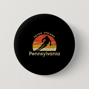 Badge Rond 5 Cm Ski vintage Seven Springs Pennsylvania Mountain