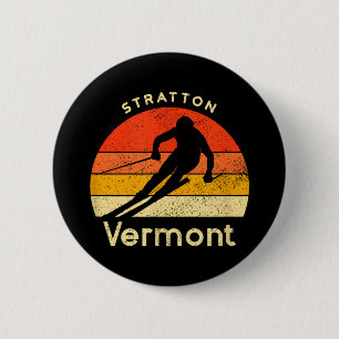 Badge Rond 5 Cm Ski vintage stratton vermont montagne