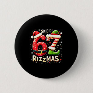 Badge Rond 5 Cm Skibidi 67 Rizzmas Noël Mème Drôle Elf Père Noël
