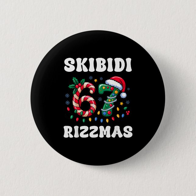 Badge Rond 5 Cm Skibidi Rizzmas 67 Christmas Six Seven Xmas Funny  (Devant)