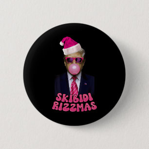 Badge Rond 5 Cm Skibidi Rizzmas Christmas Pink Trump Buble Gum Ch