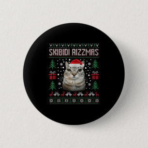 Badge Rond 5 Cm Skibidi Rizzmas Drôle Bête Regardant Chat Laid Swe