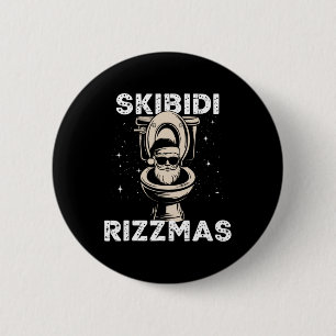 Badge Rond 5 Cm Skibidi Rizzmas Drôle de Toilet Santa Eléphant Bla