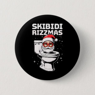 Badge Rond 5 Cm Skibidi Rizzmas Drôle Toilette Père Noël Eléphant 