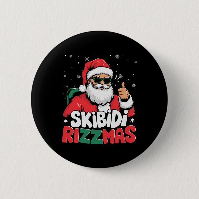 Badge Rond 5 Cm Skibidi Rizzmas Noël Père Noël Joyeux Rizz M (Devant)