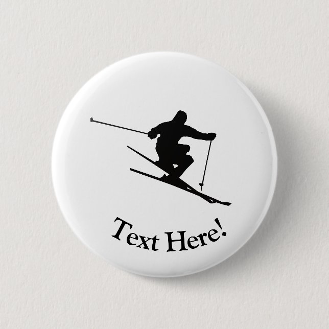 Badge Rond 5 Cm Skier (Devant)