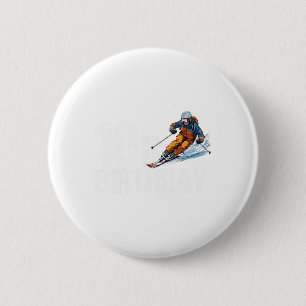 Badge Rond 5 Cm Skieur 10e anniversaire Ski garçon fille 10e anniv
