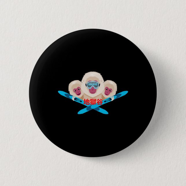 Badge Rond 5 Cm skieur de Nagano  (Devant)