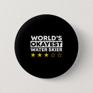 Badge Rond 5 Cm Skieur Nautique Moyennement Bon