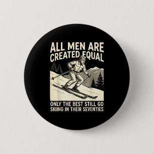Badge Rond 5 Cm Skieur vintage humour des années soixante-dix conc