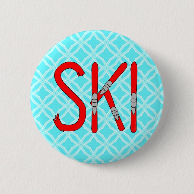 Badge Rond 5 Cm Skis (Devant)
