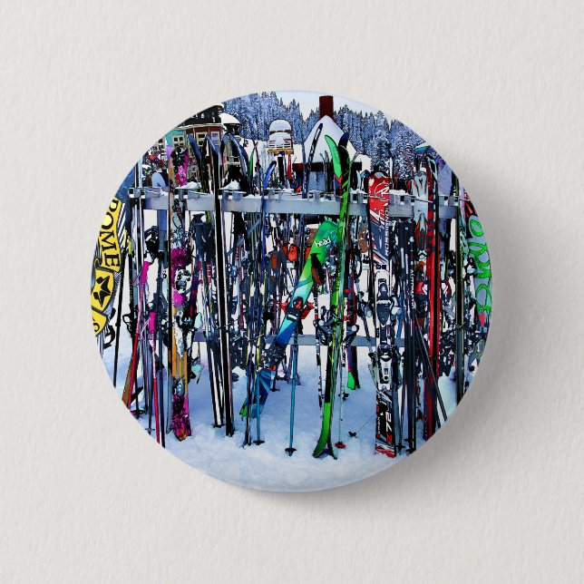 Badge Rond 5 Cm Skis and Poles (Devant)