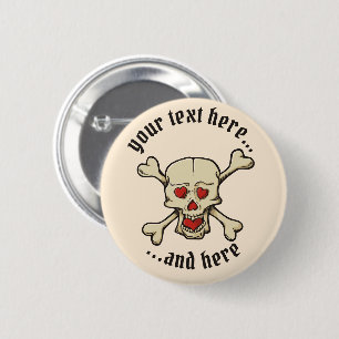 Badge Rond 5 Cm Skull with Hearts