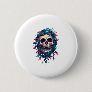 Badge Rond 5 Cm Skullmas � drôles Xmas Squelette