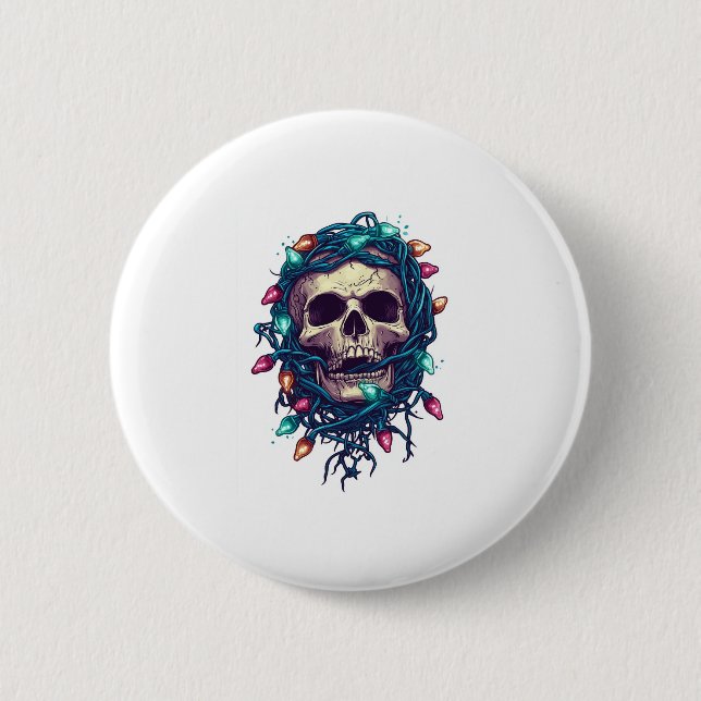 Badge Rond 5 Cm Skullmas � drôles Xmas Squelette (Devant)