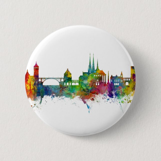 Badge Rond 5 Cm Skyline de Luxembourg City (Devant)