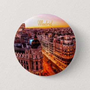 Badge Rond 5 Cm Skyline de Madrid Capitol City
