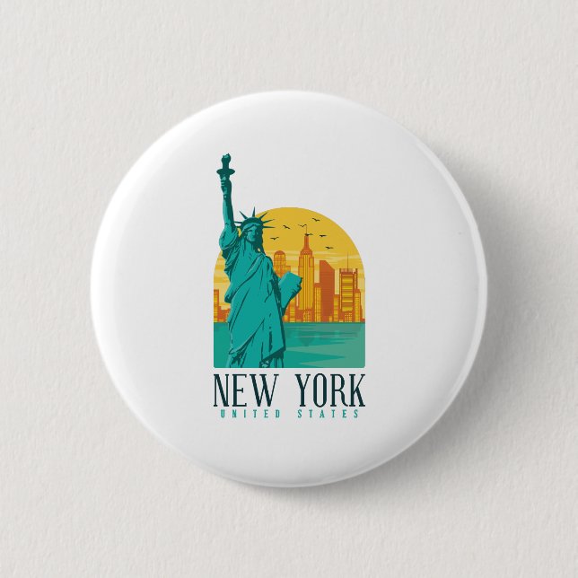 Badge Rond 5 Cm Skyline de New York (Devant)