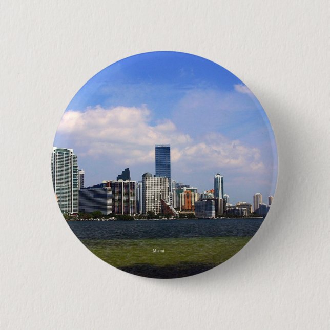 Badge Rond 5 Cm Skyline Miami Floride (Devant)