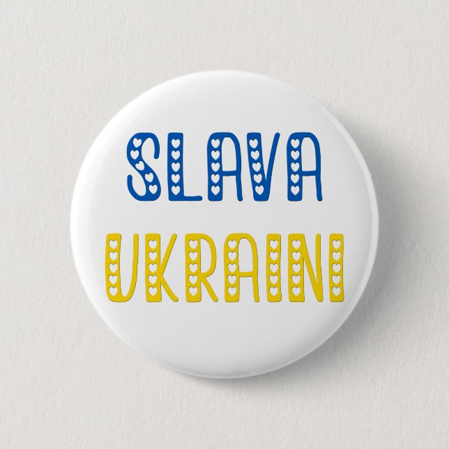 Badge Rond 5 Cm Slava Ukraini (Gloire à l'Ukraine) (Devant)