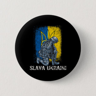 Badge Rond 5 Cm Slava Ukraini Gloire à l'Ukraine Trident Pro Ukrai