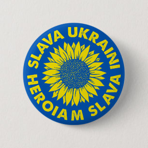 Badge Rond 5 Cm Slava Ukraini Heroiam slava Ukraine sunflower flag