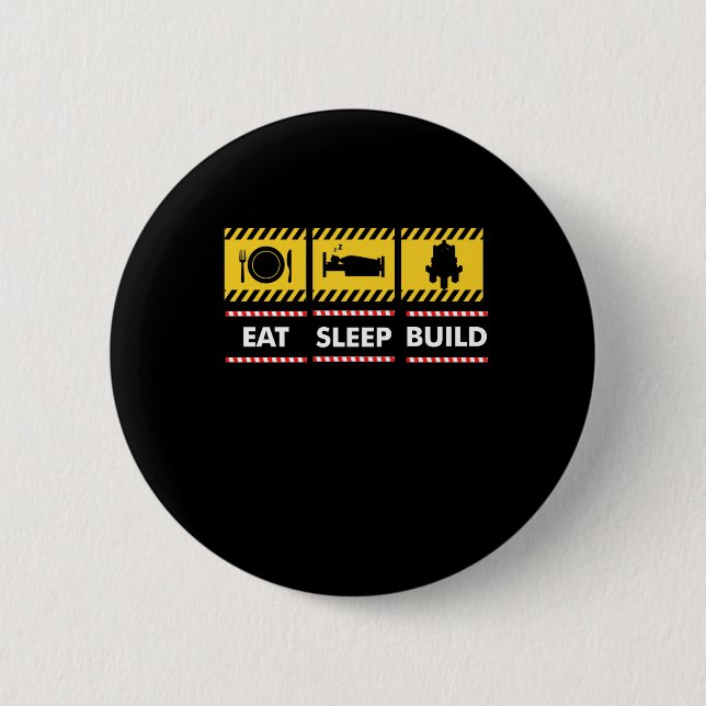 Badge Rond 5 Cm Sleep Eat Build Repeat Building Blocks Bricks (Devant)