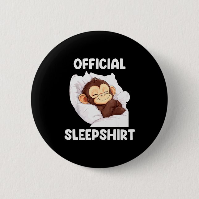 Badge Rond 5 Cm Sleepshirt Cute Sleeng Monkey Animal Lover Pajama  (Devant)