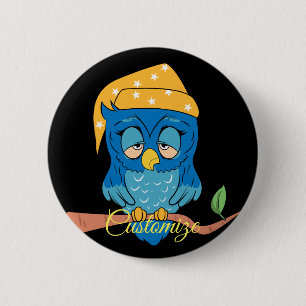 Badge Rond 5 Cm Sleepy Owl Thunder_Cove Classic