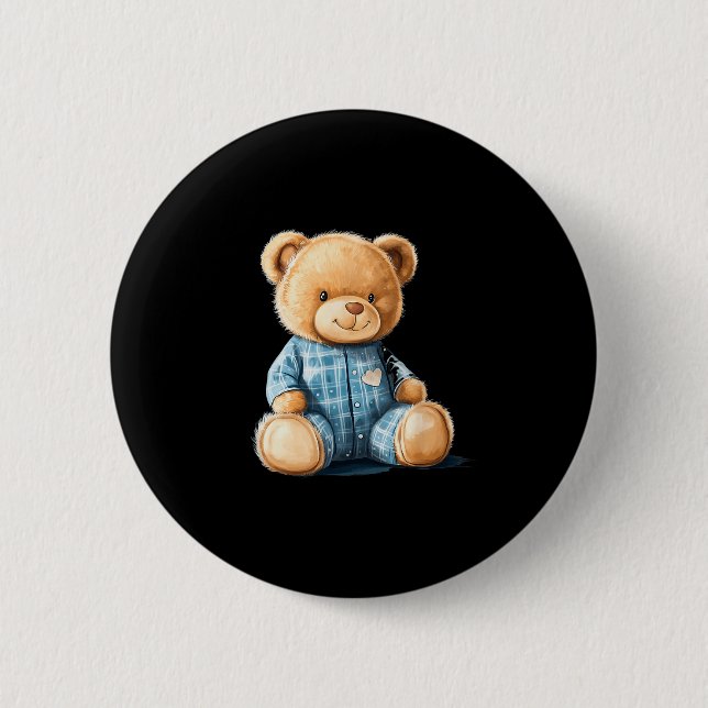 Badge Rond 5 Cm Sleepy Teddy Bear In Cute Pajama Outfit  (Devant)