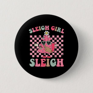Badge Rond 5 Cm Sleigh Girl Sleigh Pink Christmas Tree Ceinture G