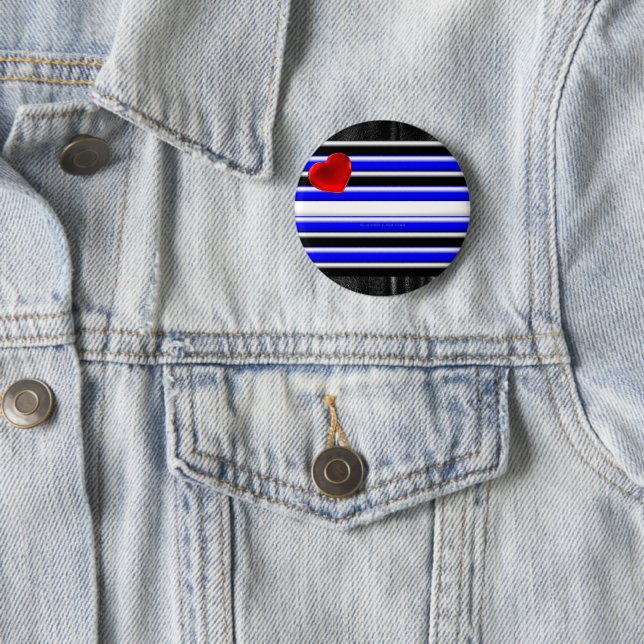 Badge Rond 5 Cm SlipperyJoe's Gay Leather Pride drapeau royal noir (En situation)