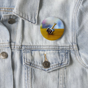 Badge Rond 5 Cm SlipperyJoe's Happy Hanoukka à quatre côtés