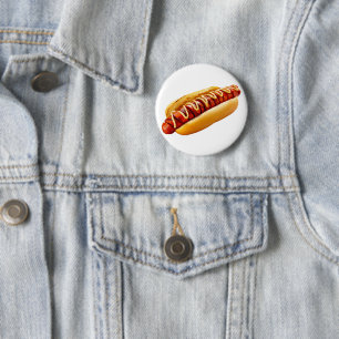 Badge Rond 5 Cm SlipperyJoe's hot dog niché doucement pain jaune v