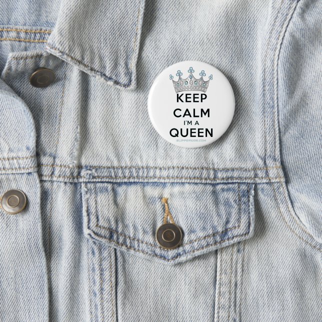 Badge Rond 5 Cm SlipperyJoe's Keep Calm Queen couronne joyaux a (En situation)