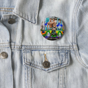 Badge Rond 5 Cm SlipperyJoe's Mardi Gras masques perles décoration