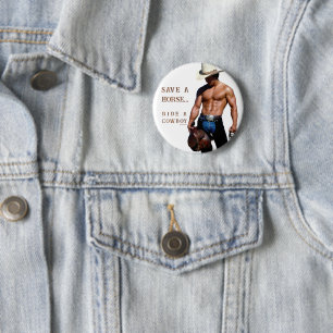 Badge Rond 5 Cm SlipperyJoe's sauve cheval monter chapeau de cowbo