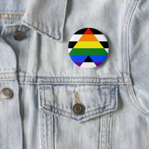 Badge Rond 5 Cm SlipperyJoe's Straight Ally Drapeau gay cadeaux LG