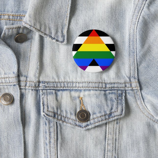 Badge Rond 5 Cm SlipperyJoe's Straight Ally Drapeau gay cadeaux LG (En situation)