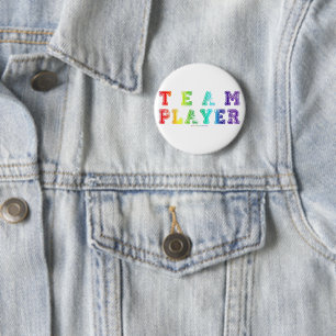 Badge Rond 5 Cm SlipperyJoe's Team Player mots gradient rainbow c