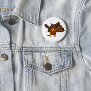 Badge Rond 5 Cm SlipperyJoe's Thanksgiving gobble de manière respo