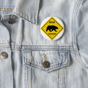 Badge Rond 5 Cm SlipperySignal de passage de l'ours de Joe silhoue