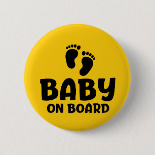 Badge Rond 5 Cm Slogan baby on board - bébé à bord, en voiture.